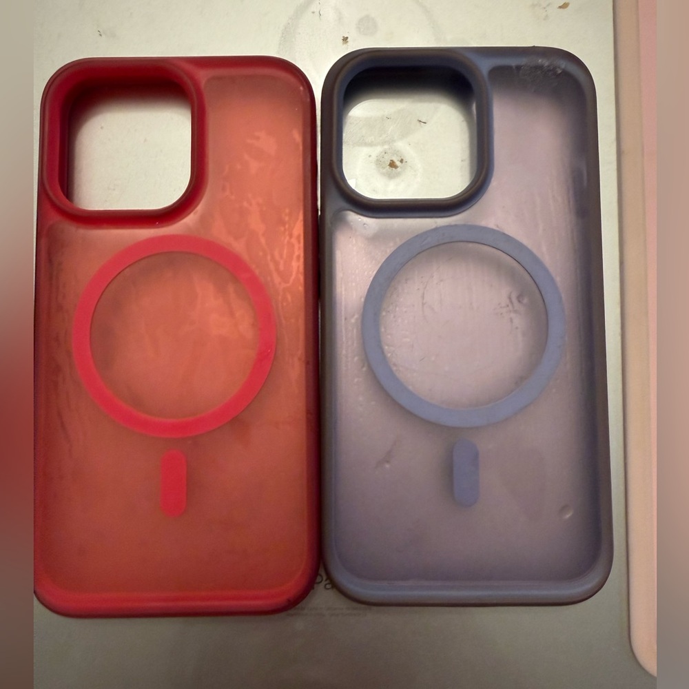 iPhone 13 Pro Magnetic Phone Cases Set of 2 Pink And Purple matte silicone